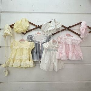 Vintage Baby Dresses  Set in Yellow, Blue, White, Pink 6 months old 10 pieces